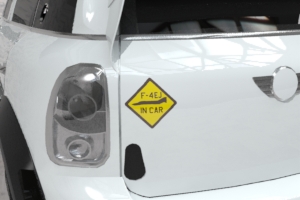 car in ステッカー貼り付けイメージ160x160mm 拡大| jetset